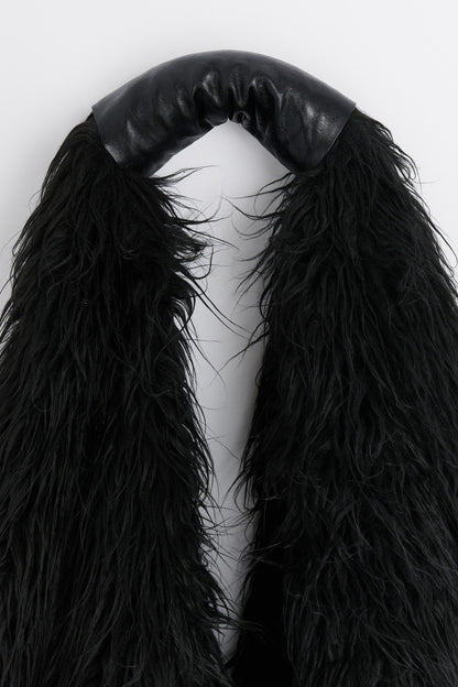 Our Legacy Faux Shearling Shoulder Bag - Oversized Furry Tote Faux Fur Crossbody - Black