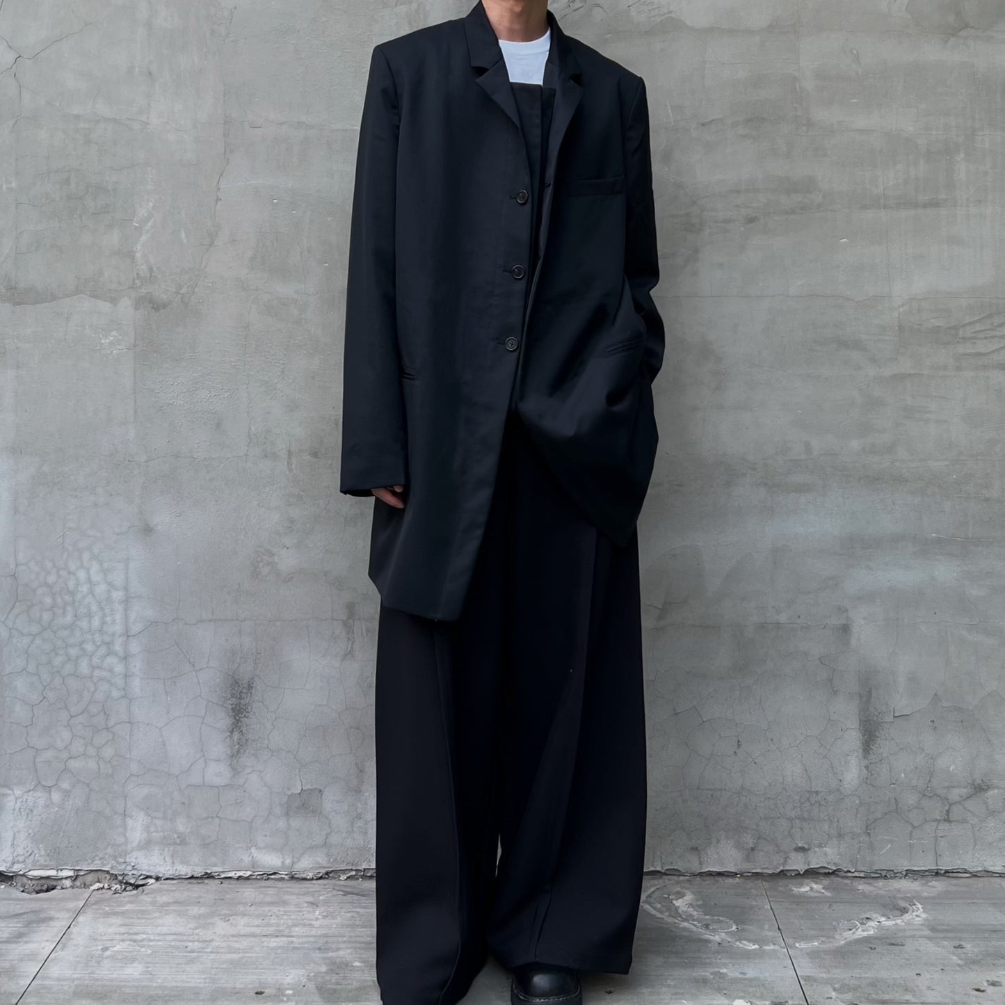 Yohji Rokumeikan Double-Breasted Double-Faced Layered Jacket Blazer