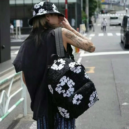READYMADE x Denim Tears Collaboration Chanel-Style Backpack Intricate Embroidery - Black