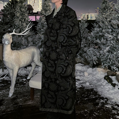 Yohji Yamamoto Central Asian Traveler Wool Coat Tiger-Pattern Tapestry Overcoat