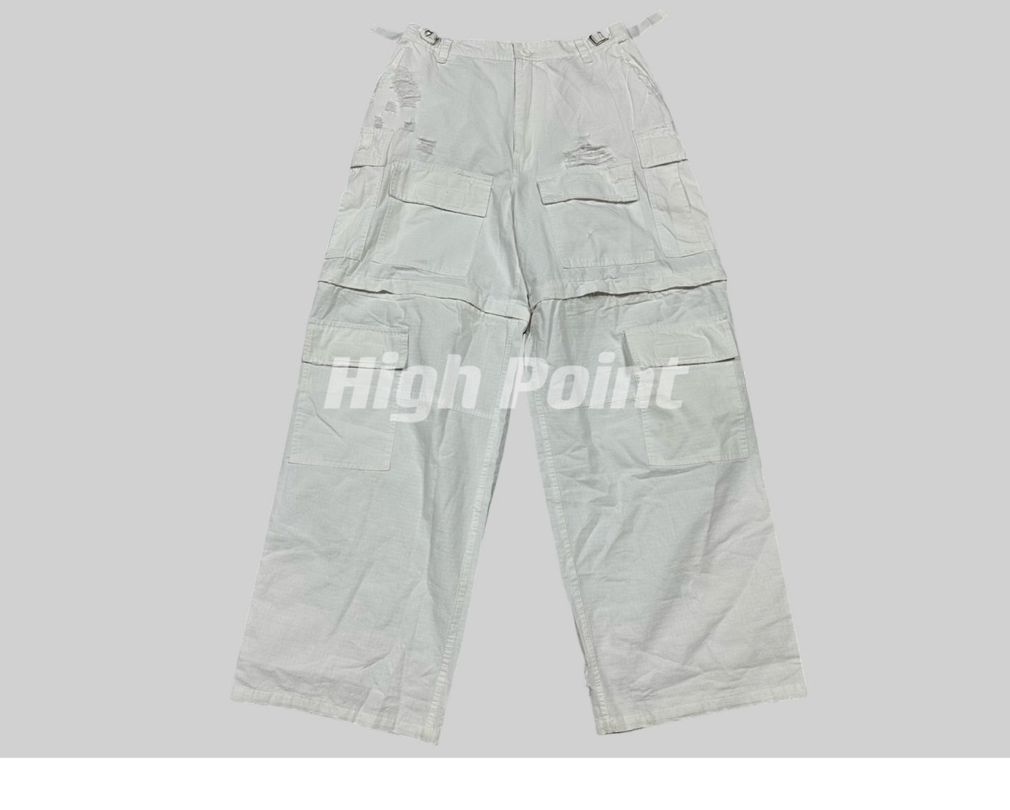 23AW Runway Designer B Vers. Off-White Distressed Cargo Work Pants Detachable - Size avaliable S M L XL