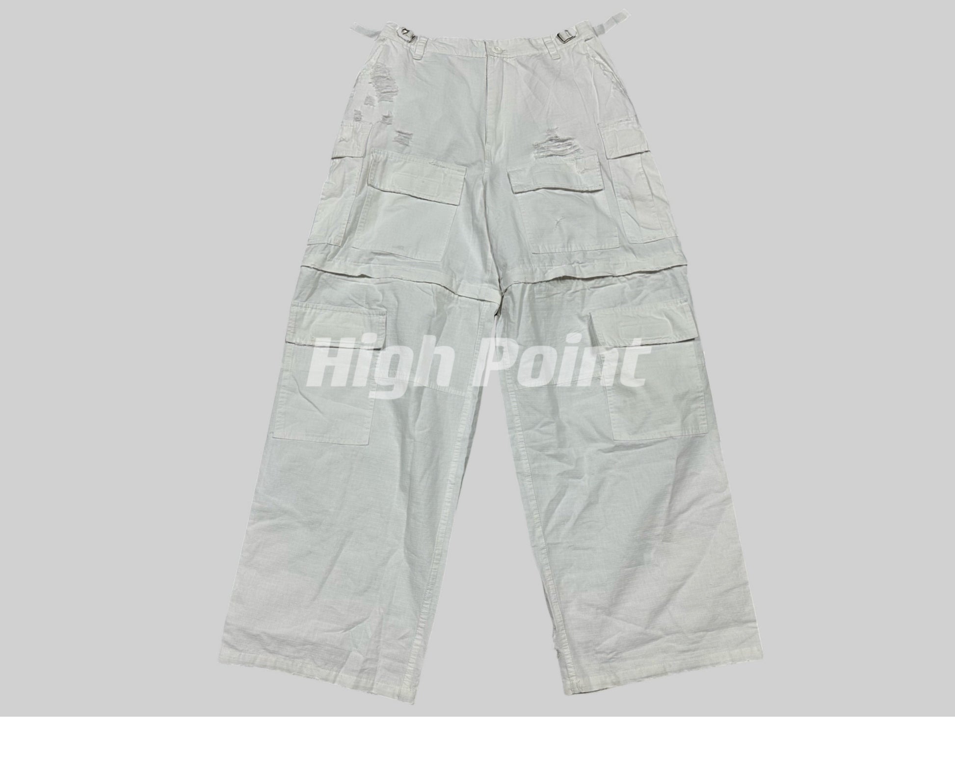 23AW Runway Designer B Vers. Off-White Distressed Cargo Work Pants Detachable - Size avaliable S M L XL