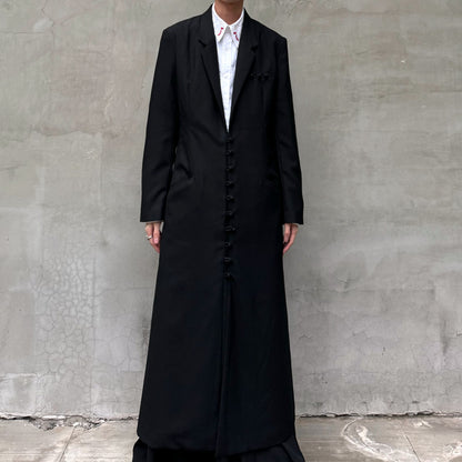 Donclick Yohji AW18 Monastic Collection Tuxedo-Wrap Fabric Buttons Wool Overcoat