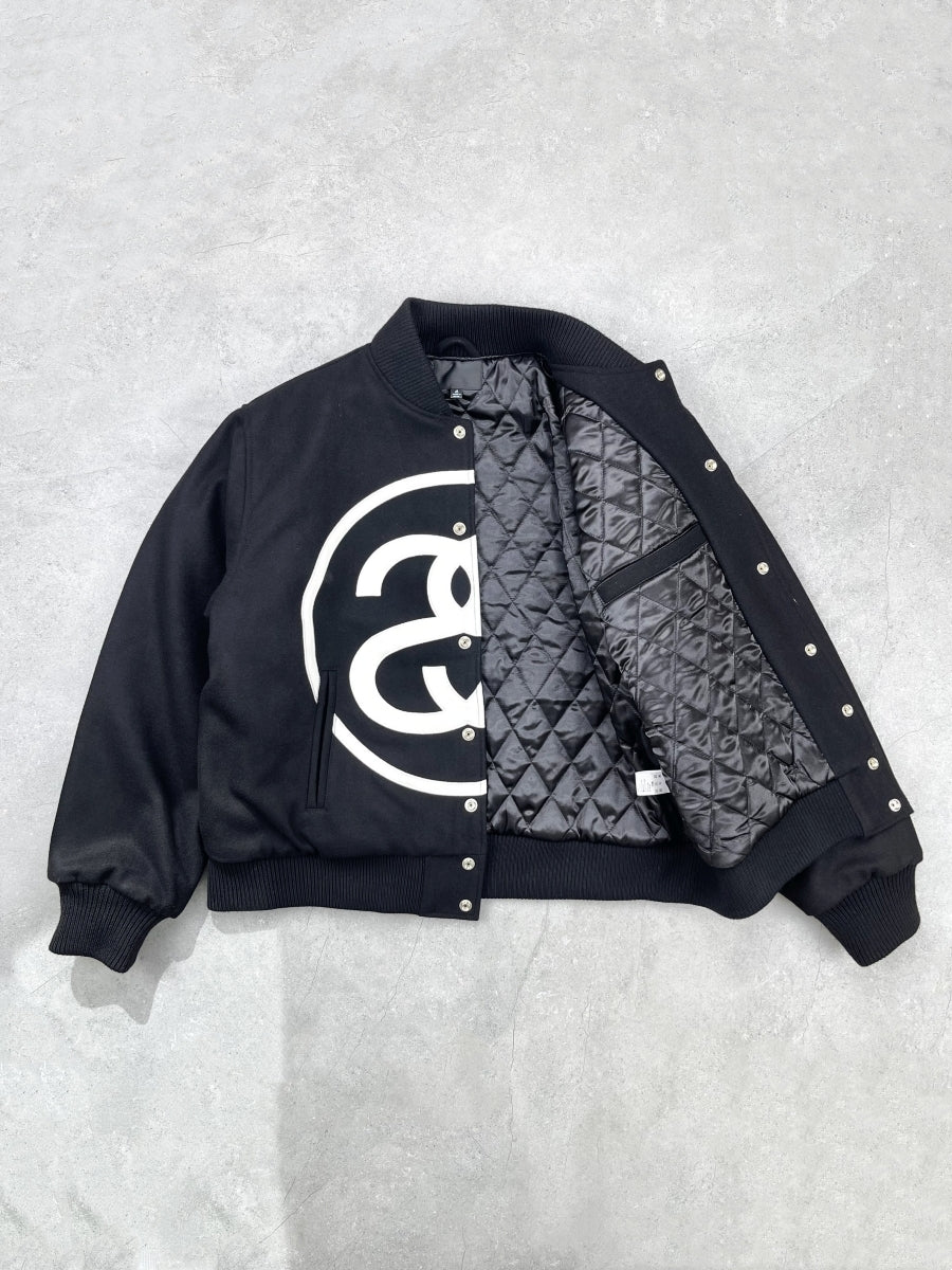 i795 Double-S Stussy Wool Varsity Jacket – Heavyweight Loose Baseball