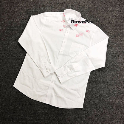 Maison Red Lips Print Shirt - Pure Cotton Margiela External Stitching