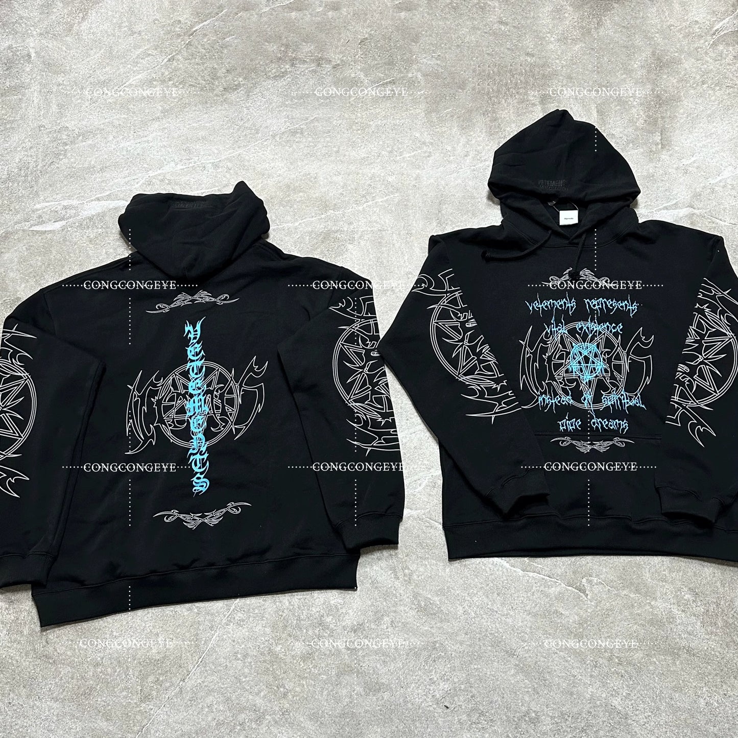 Vetements VTM 22SS Gothic Rage Hoodie Pentagram - Sanskrit Embroidery