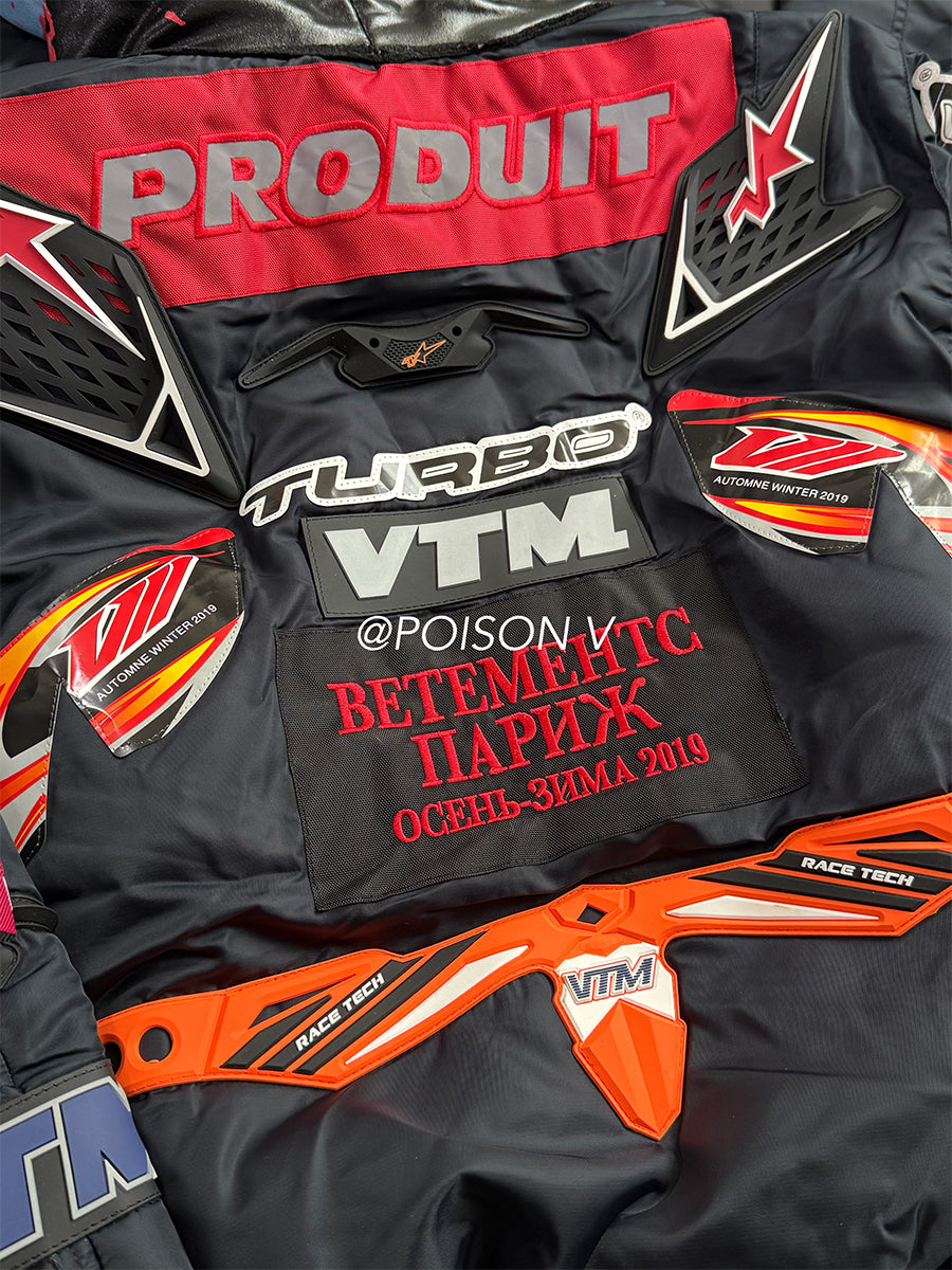 VTM Bomber Jacket Vetement Embroidered Patchwork Detail Racing Hoodie - Size avaliable S M L