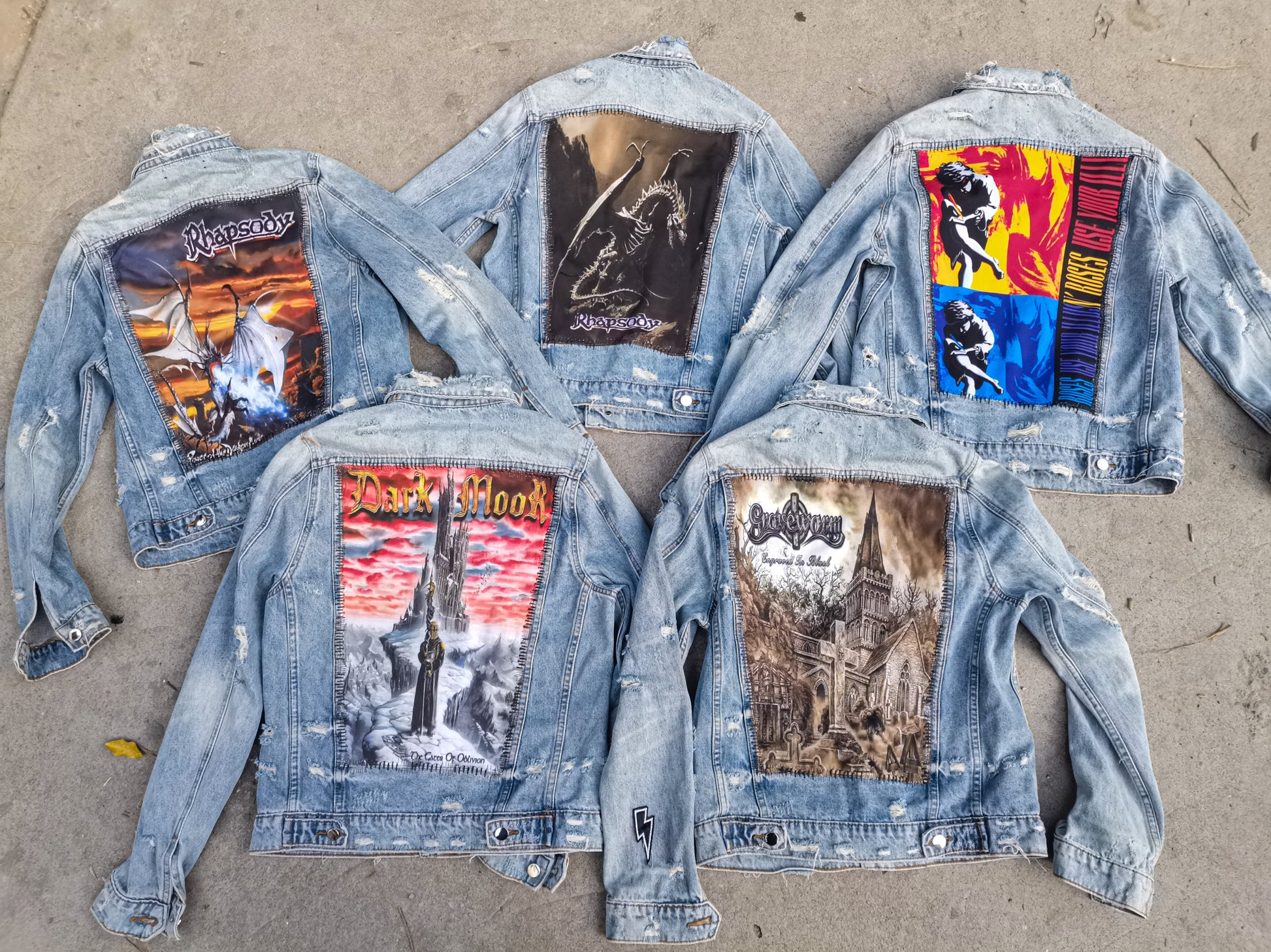 AMIRI 16OG Patchwork Back Kill Denim Jacket Metallica High-Street