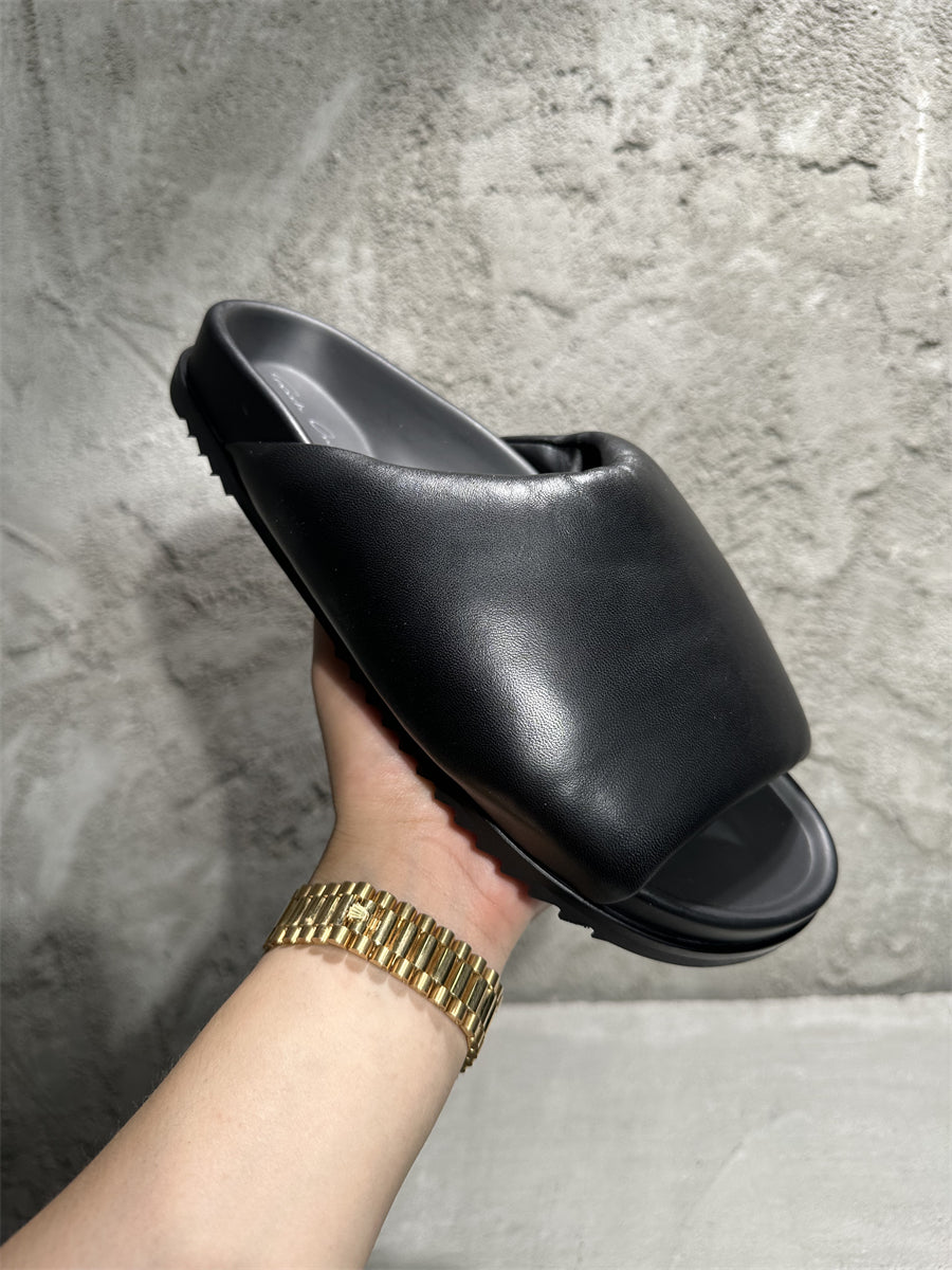 Rick Owens Sheepskin Loafer Slipper Dark Vibe Bread Shoes Flip-Flop