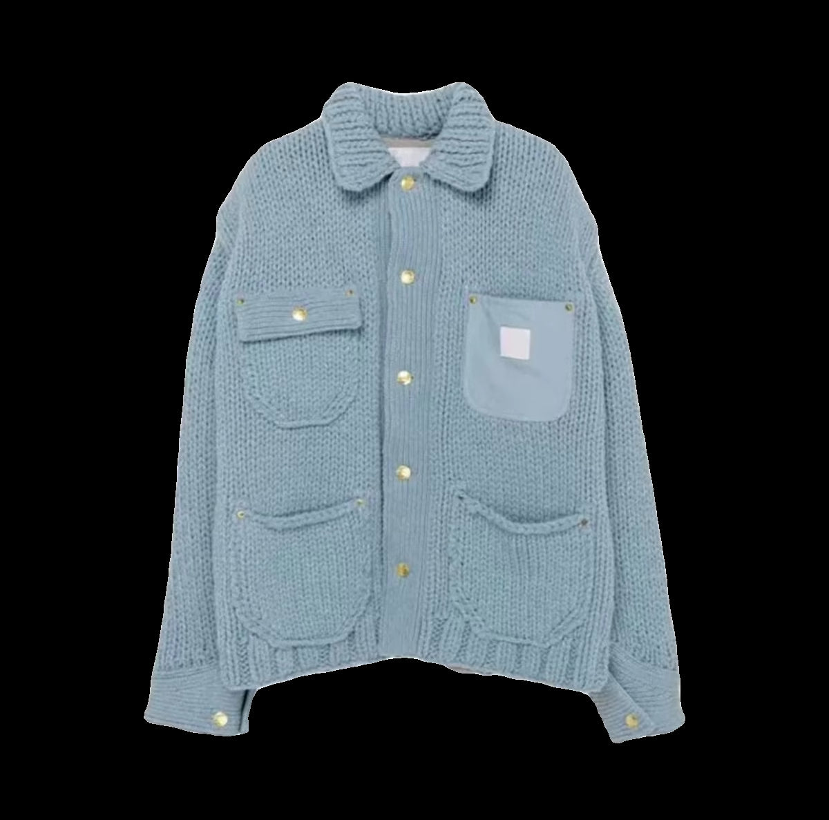 SACAI Handcrafted Chunky Knit Wool Coat – Oversized Heavyweight Sweater