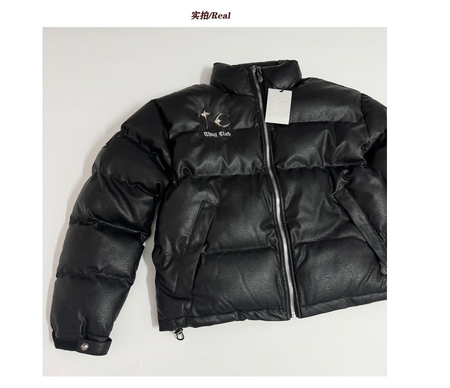 Thug Club ’Drip’ Puffer Jacket - PU Leather Opium Outerwear