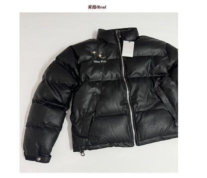 Thug Club ’Drip’ Puffer Jacket - PU Leather Opium Outerwear