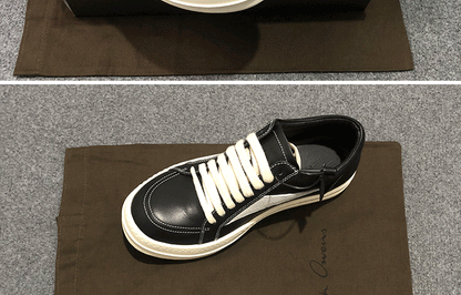 RO 22SS Vintage Leather Low-Top Sneaker Rick Owens - Black/Milk - 