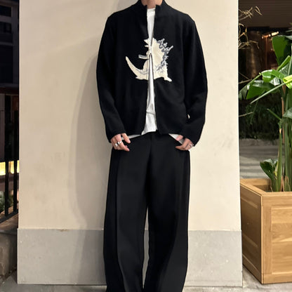 Yohji Yamamoto Y’s Men Godzilla Wool Knit Double-Zip Cardigan Jacket