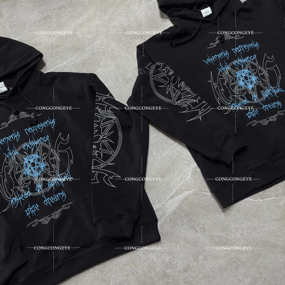 Vetements VTM 22SS Gothic Rage Hoodie Pentagram - Sanskrit Embroidery