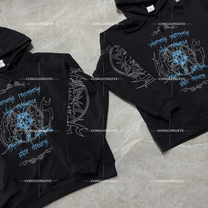 Vetements VTM 22SS Gothic Rage Hoodie Pentagram - Sanskrit Embroidery