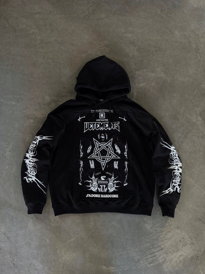 Vetements Oversized Hoodie J’adore Hardcore Patchwork Black Patched Logo