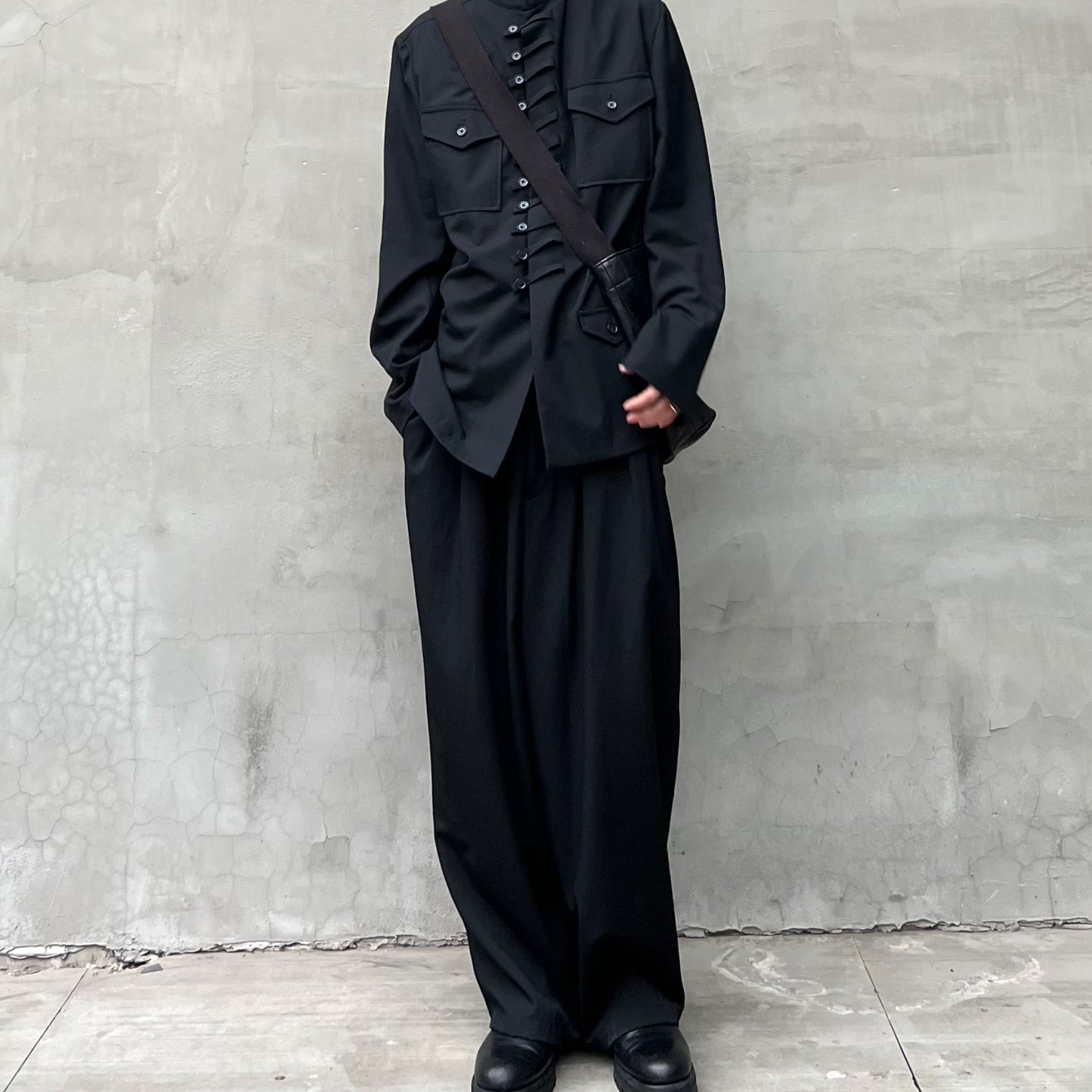 Yohji Yamamoto Twelve Pleat Wool Tapered Draped Wide Straight Trousers