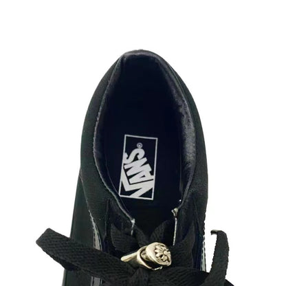 Vans Old Skool Chrome Handmade Low-Top Shoes Black Cross Studded Canvas Sneakers