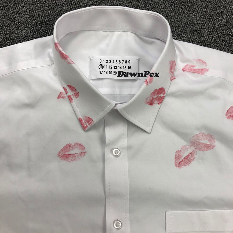 Maison Red Lips Print Shirt - Pure Cotton Margiela External Stitching