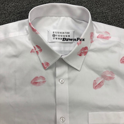 Maison Red Lips Print Shirt - Pure Cotton Margiela External Stitching