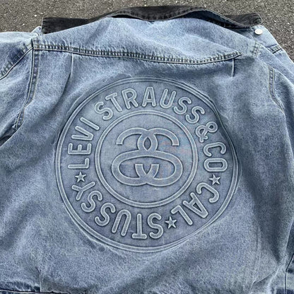 Stussy Embossed 8 ball Ｘ Levis Jacket Washed Denim Outerwear