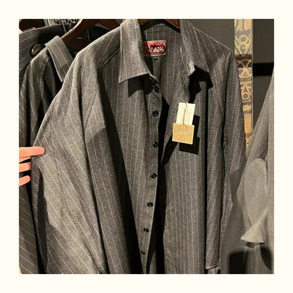 Nemeth 24AW Knot Print Shirt – Oversized Striped Long Sleeve Jacket