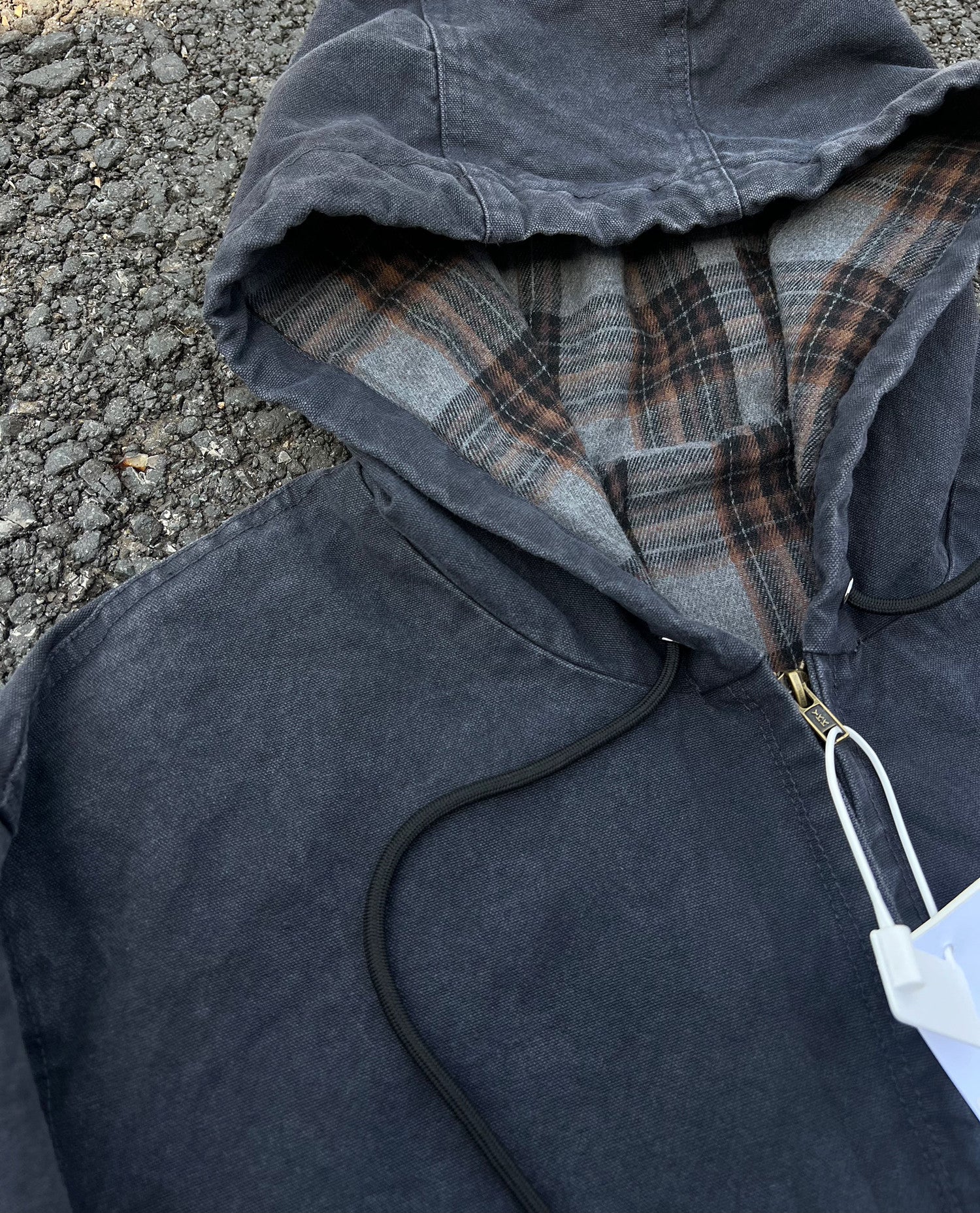 J130 Heavyweight Vintage Washed Hooded Jacket Unisex Retro Outerwear