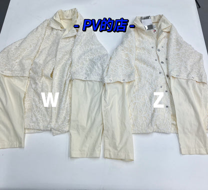 Kiko Kostadinov AW22 Layered Shirt - Detachable Lace Long/Short Sleeve Hybrid