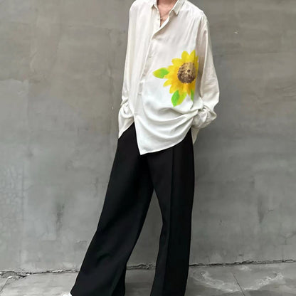 Yohji Yamamoto – Floral “Flowers & Youth” Sunflower Print Rayon Shirt