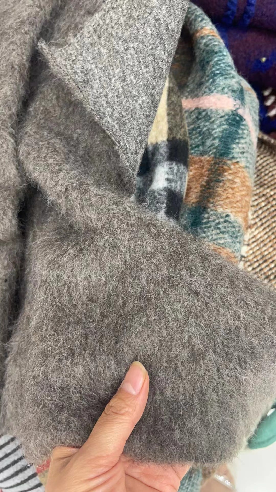 Our Legacy Gray-Brown Mohair Cardigan Wool Blend Knitted Long Sleeve V-Neck Sweater
