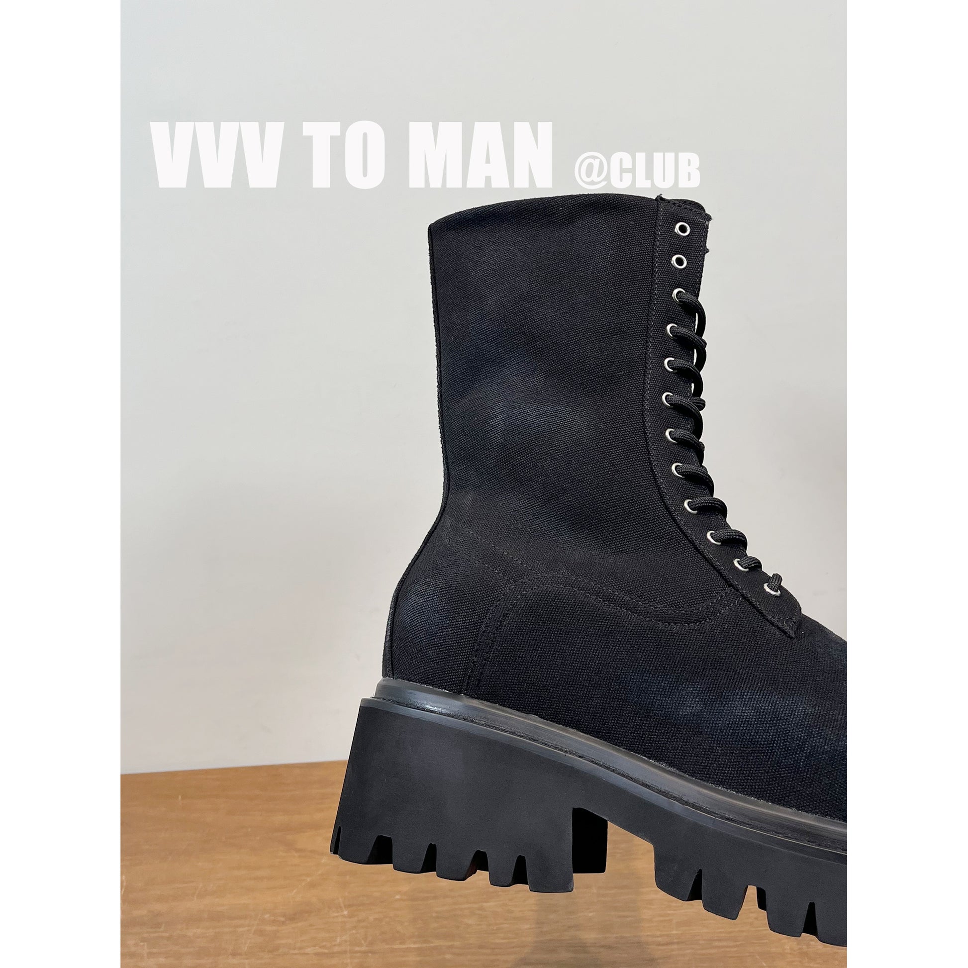 NEW STOMPER 12-Eyelet Martin Boots – Black Thick-Sole Denim Boots