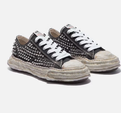 Mihara MMY A13FW736 Studded Distressed Sneakers Melting Canvas Shoes