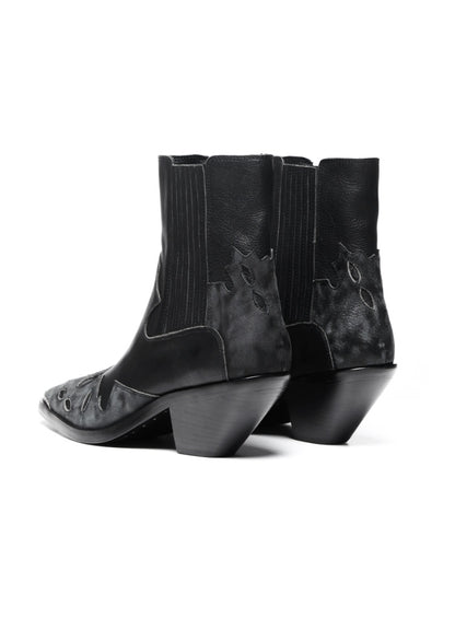 Top-Grain Leather Sole Chelsea Boots -Handcraft Distressed Western Metal Toe Cap