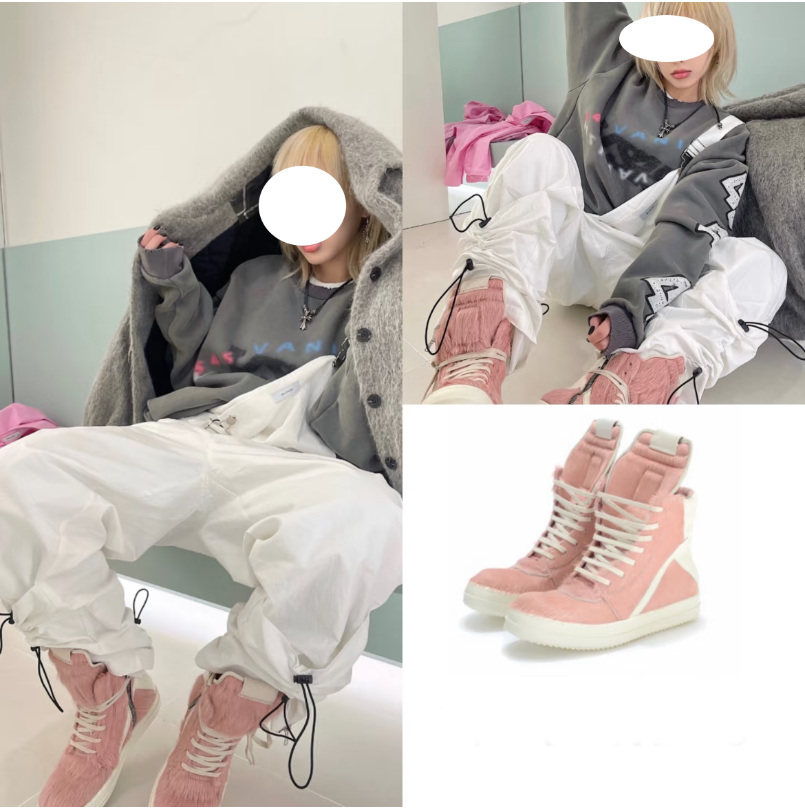 24SS Pony Hair RO High-Top Sneakers – Leather Thick Sole Casual Shoes Unisex