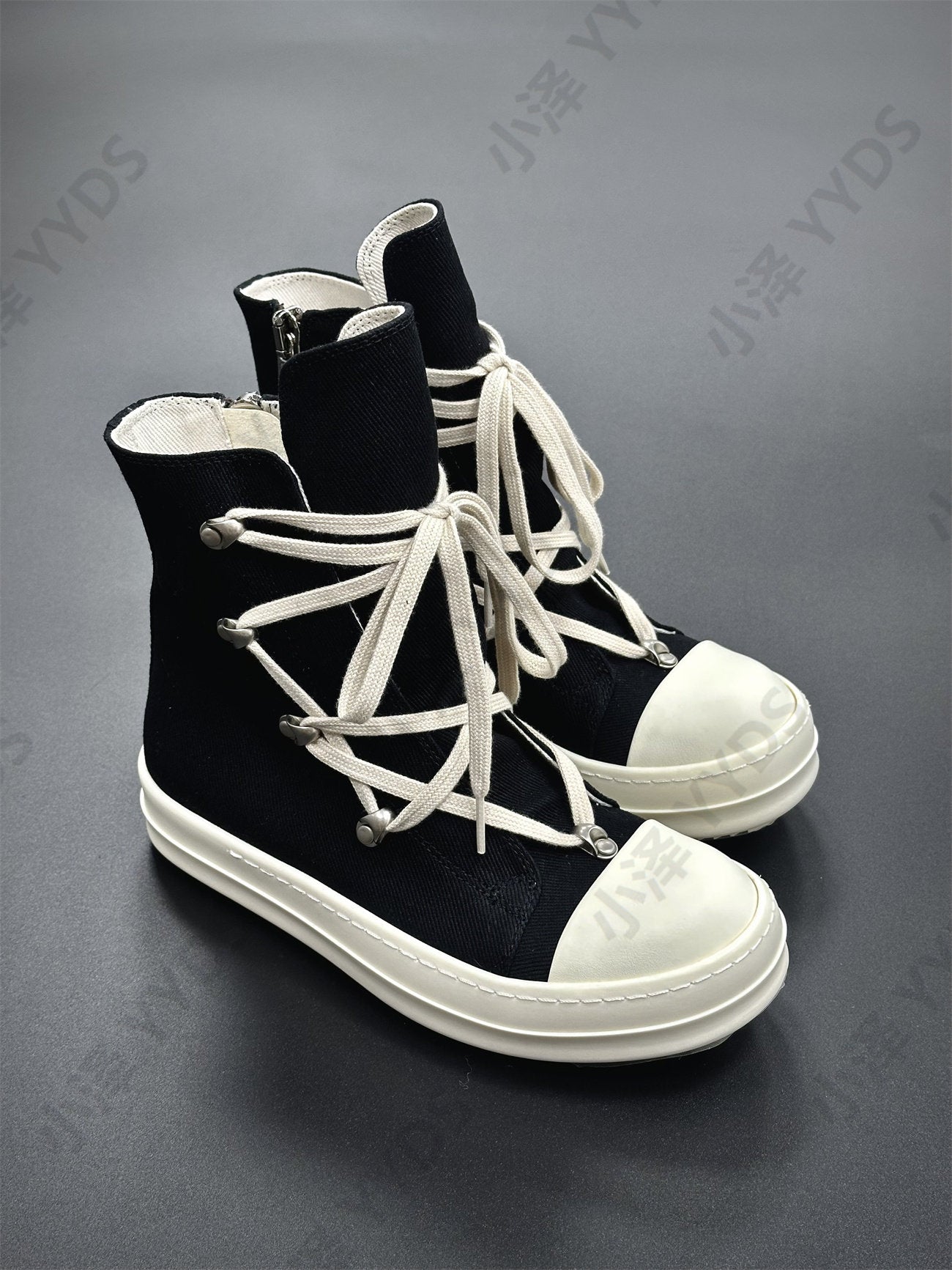 Self-made Pentagram Rick Owens DRKSHDW Sub-line High-top Canvas Gothic Shoes