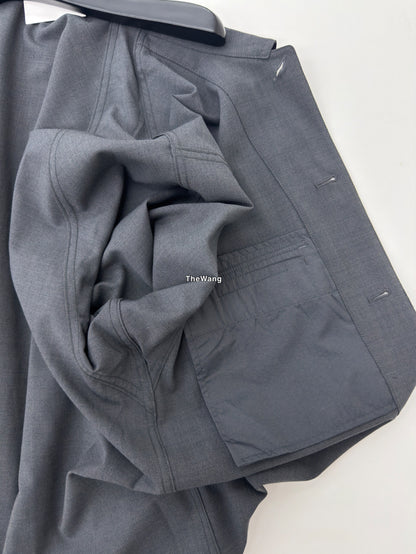 LEM SS25 Black-Grey Wool Shirt Jacket - 100% Wool Button-Front Overshirt