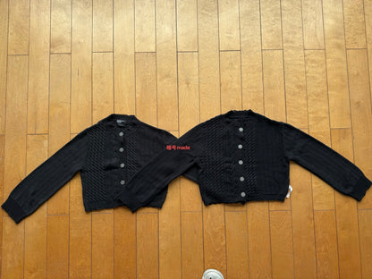 ERD ’Depressed Heir’ Cardigan - Cashmere-Cotton Blend Cropped Knit Silver Buttons