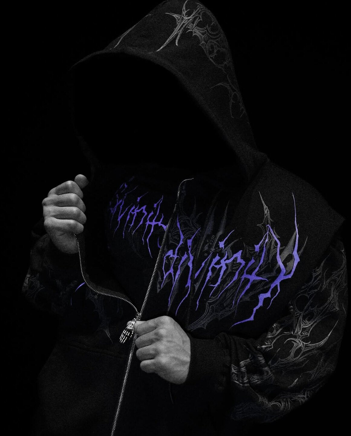 Breathedivinity Dark Gothic Zip-Up Hoodie - 420g French Terry