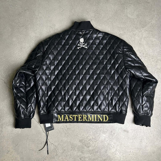 Mastermind Japan Embroidered Skull Leather Jacket - Biker Style Motorcycle Coat