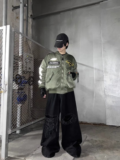 VTM 18AW Alpha Racing Patch Bomber Jacket – Military Green Heavyweight