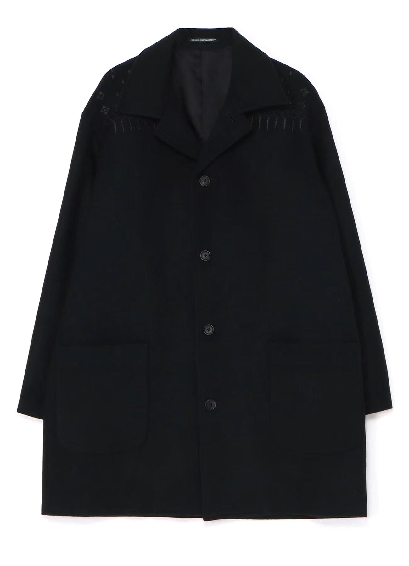 Yohji Yamamoto 23FW Dark Wool Coat – Heavy Embroidery Collection