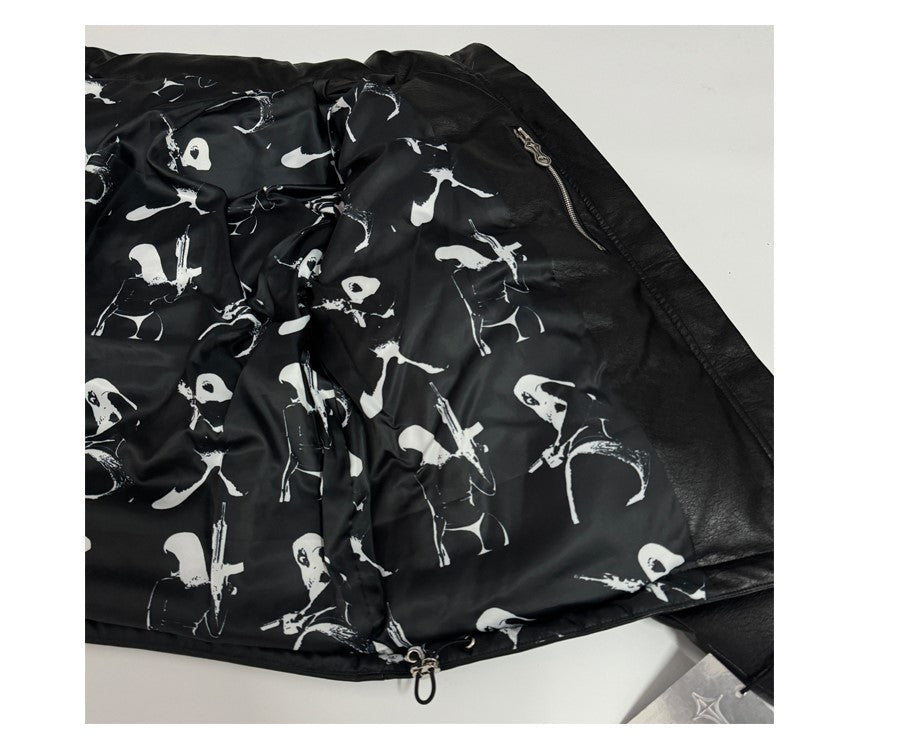 Thug Club ’Drip’ Puffer Jacket - PU Leather Opium Outerwear