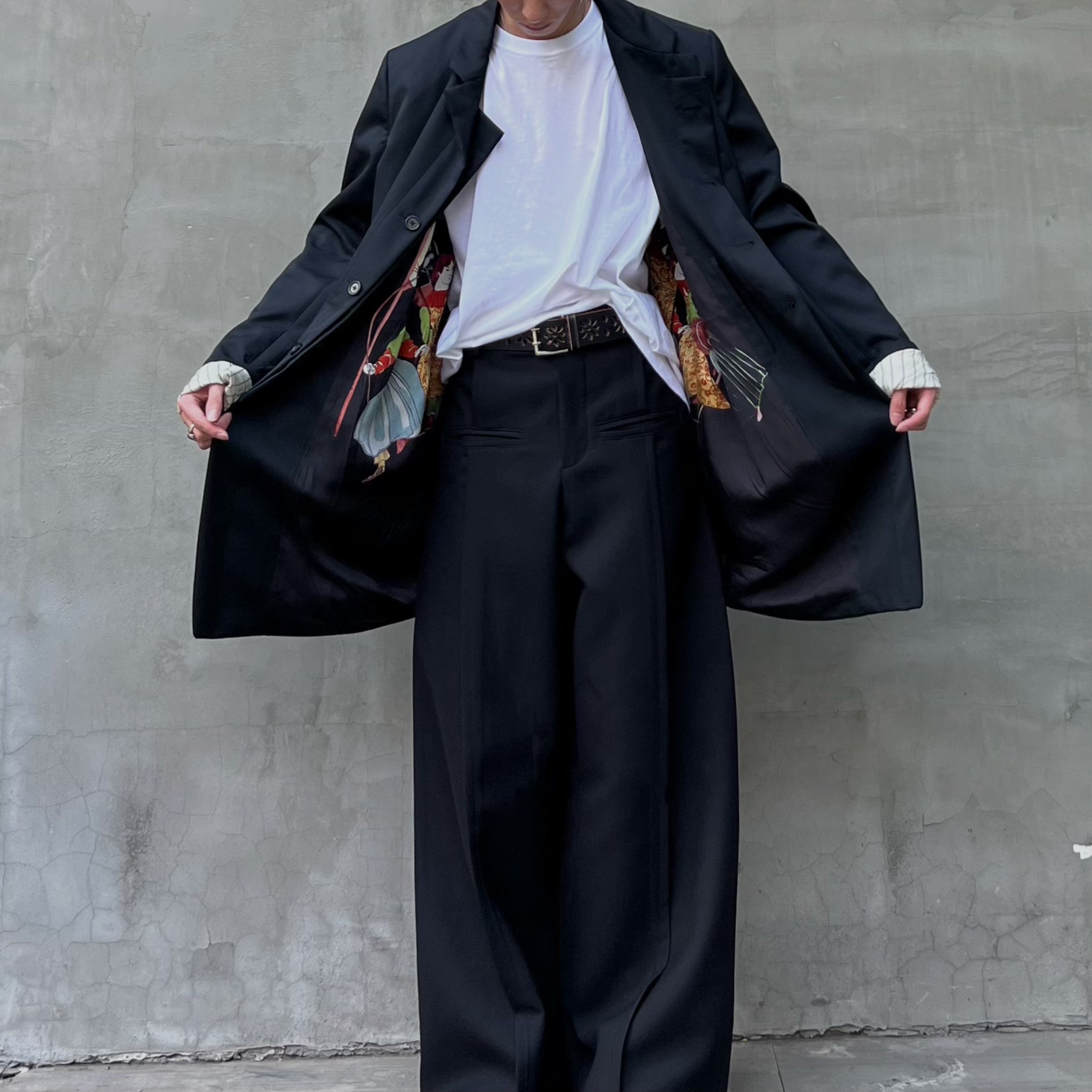 Yohji Rokumeikan Double-Breasted Double-Faced Layered Jacket Blazer