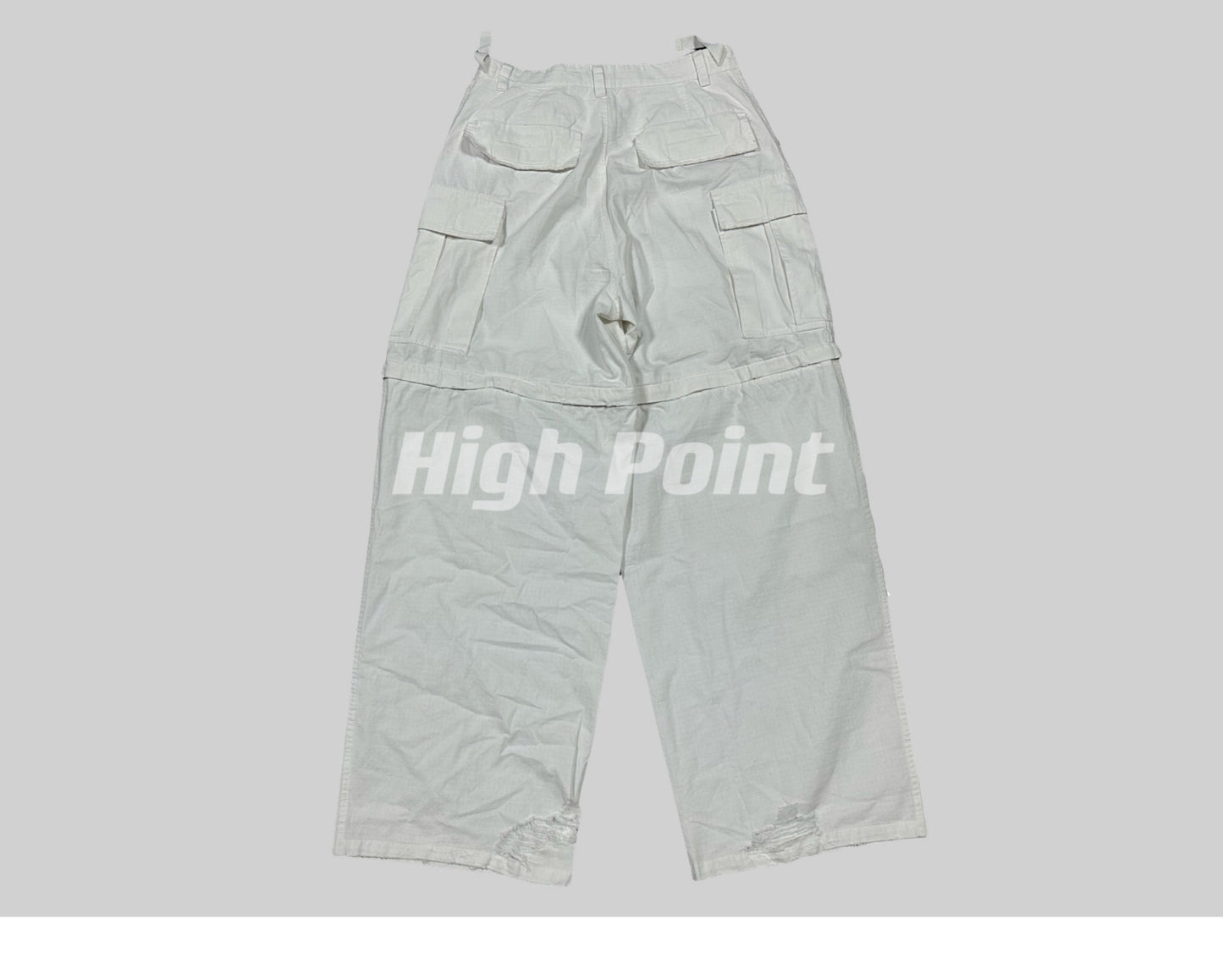 23AW Runway Designer B Vers. Off-White Distressed Cargo Work Pants Detachable - Size avaliable S M L XL
