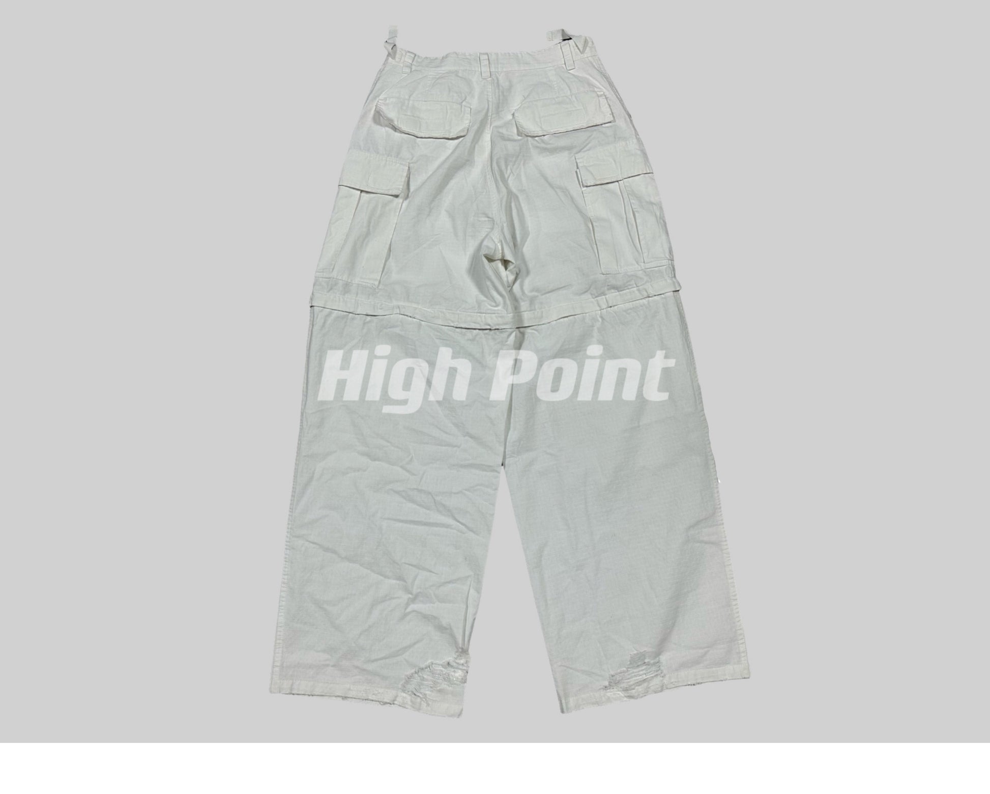 23AW Runway Designer B Vers. Off-White Distressed Cargo Work Pants Detachable - Size avaliable S M L XL