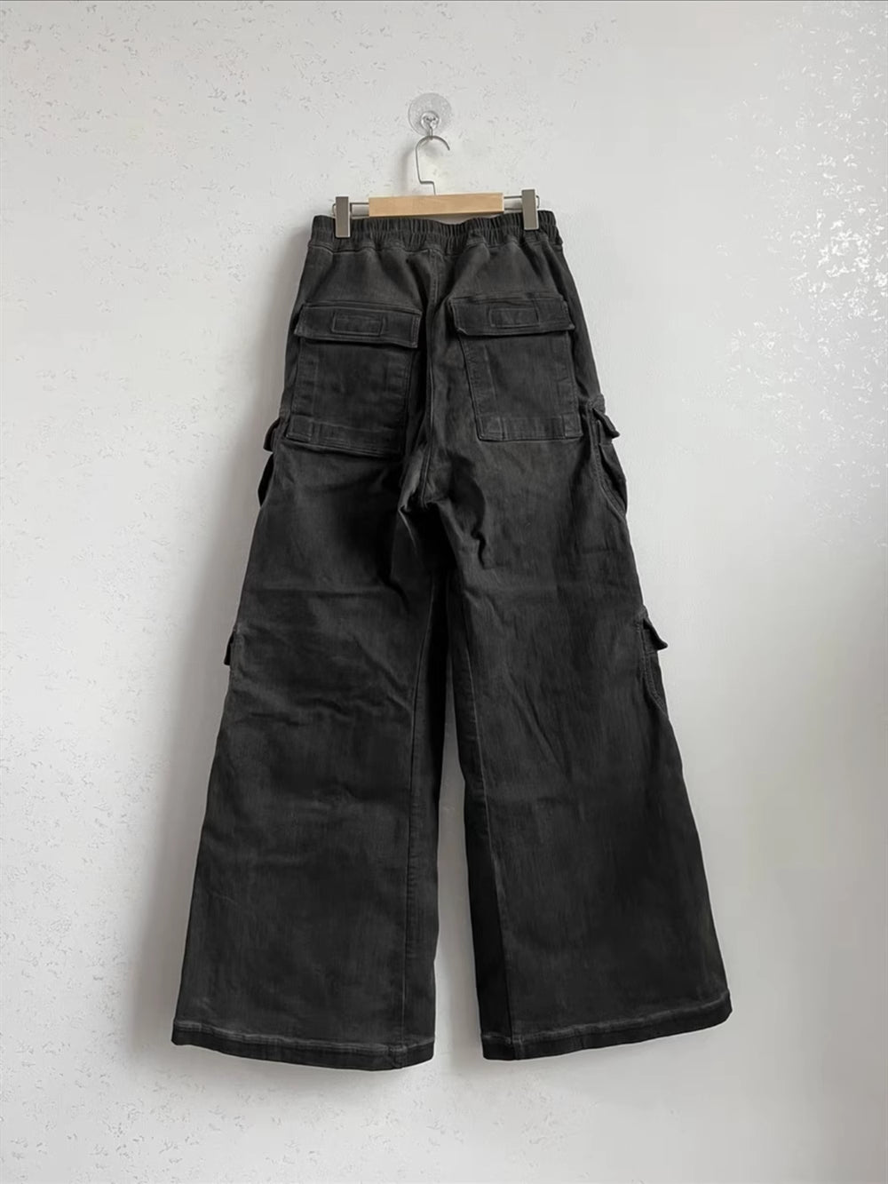 23SS Rick Owen Wide-Leg Washed Gray Jeans Ash Gray Unisex Cargo Pants - Size avaliable S ~ L