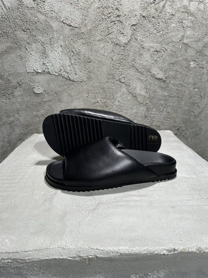 Rick Owens Sheepskin Loafer Slipper Dark Vibe Bread Shoes Flip-Flop