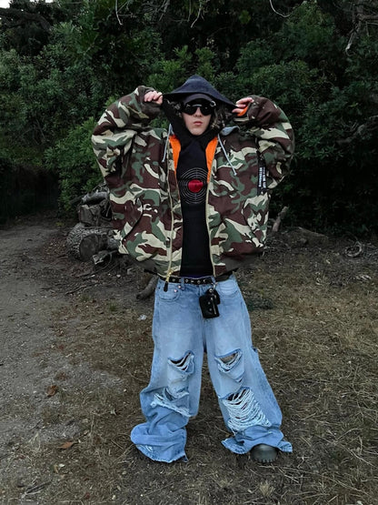 Vetements Reversible Dual-Sided Camouflage Hooded Bomber Jacket