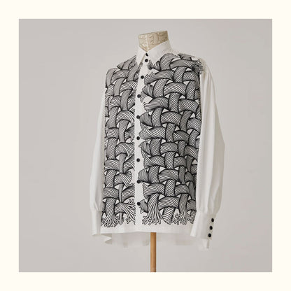 Nemeth 22SS All-Over Knot Print Shirt – Cotton Loose Fit Long Sleeve